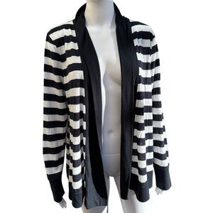 Banana Republic Navy and White Striped Cardigan Size Large